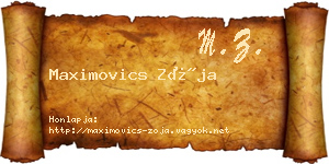 Maximovics Zója névjegykártya